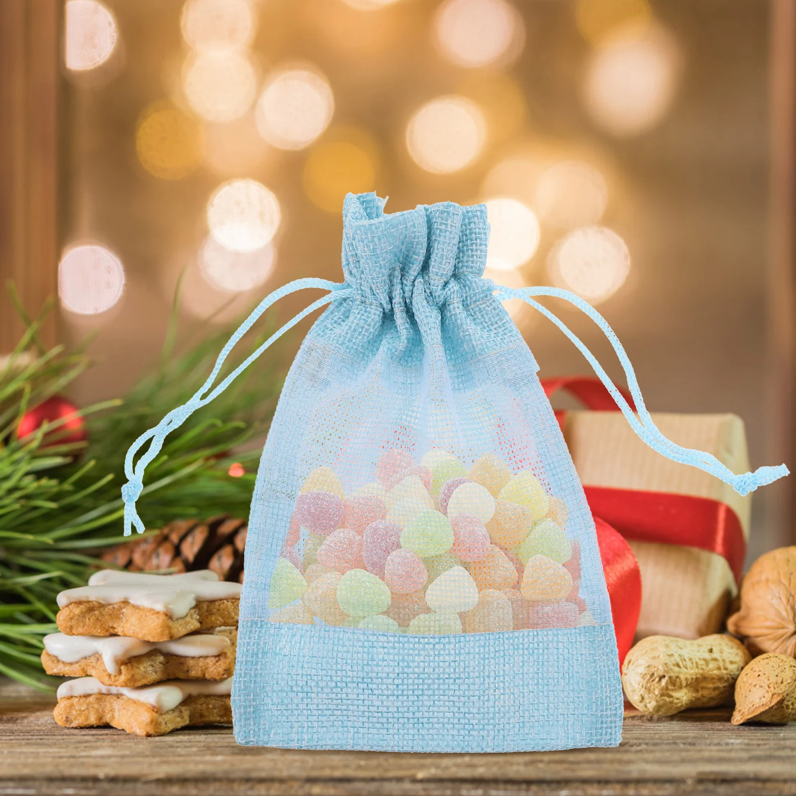 

10pcs Drawstring Mesh Bags Lightweight Empty Linen Sachet Storage Gift Packaging Lavender Pouches Portable Cloth Bags