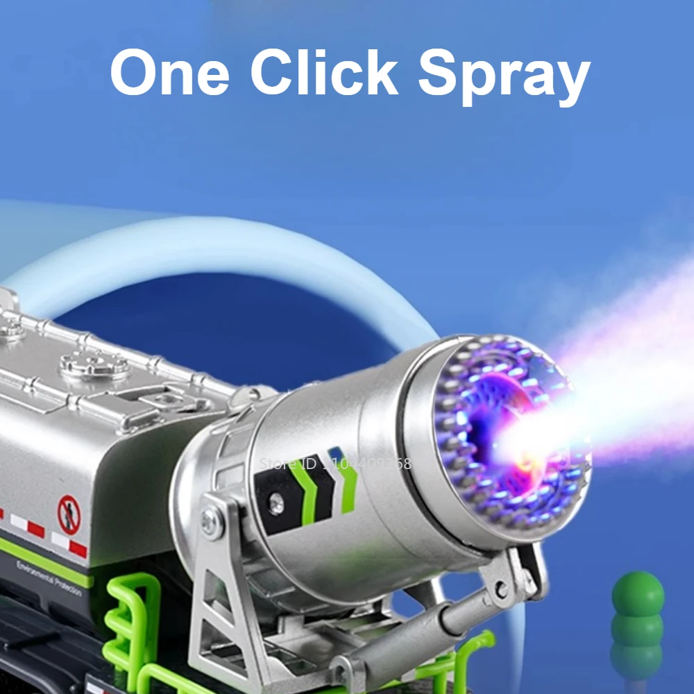 1:32 스프레이 트럭 모델 장난감 자동차 소방차 후진 소리와 빛 문 열림 금속 다이캐스트 엔지니어링 차량 컬렉션 장난감