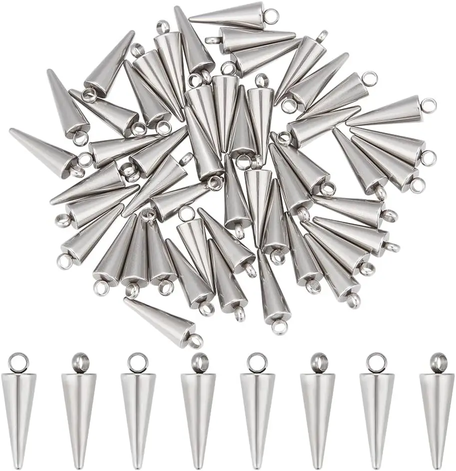 16mm Long Stainless Steel Spike Charm for Earring & Bracelet Jewelry Making, Punk Style Drop Dangle Pendant
