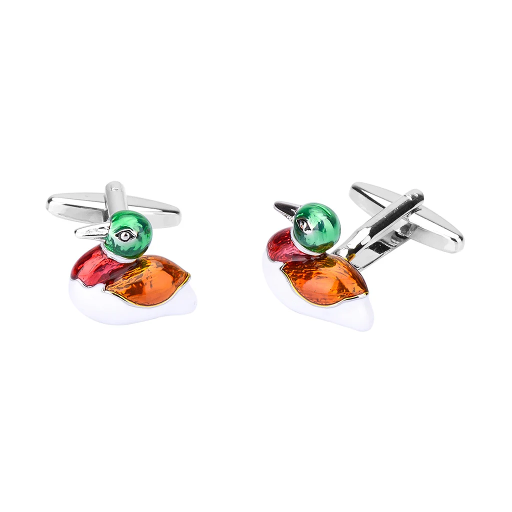 NVT Mandarin Duck Cufflinks for Mens Shirt High Quality Enamel Cuff links Wedding Bridegroom Gift Jewelry Free Engraving Name