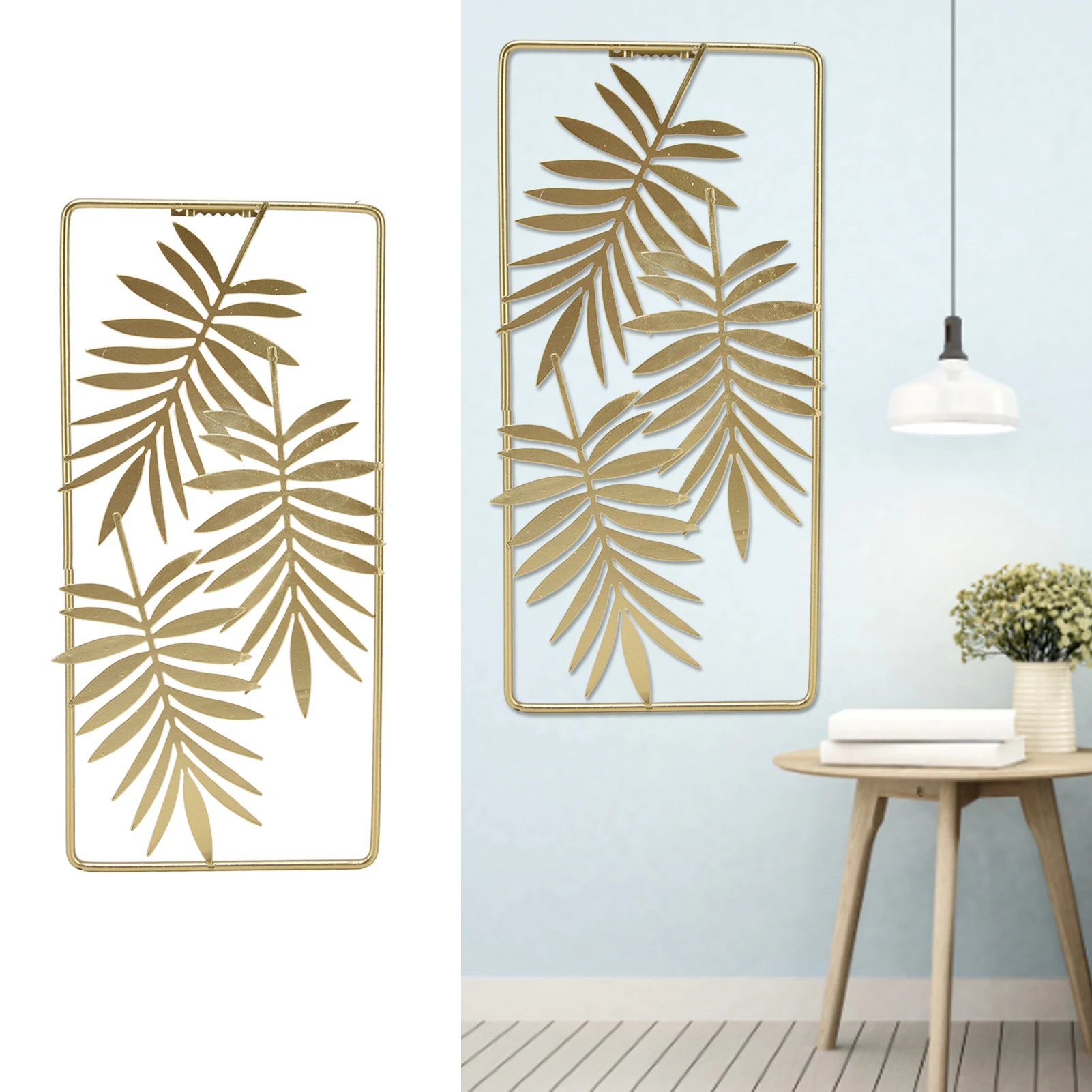 Metal Leaf Wall Decor Golden Nordic Style Elegant Ambience Sturdy Durable Wear Resistant Metal Wall Decor