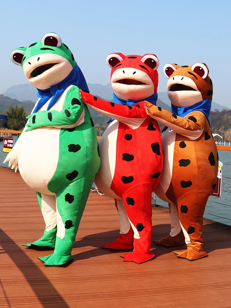 Custom: Internet celebrity frog cartoon doll costume, summer people wear funny inflatable toad doll costume, performance prop