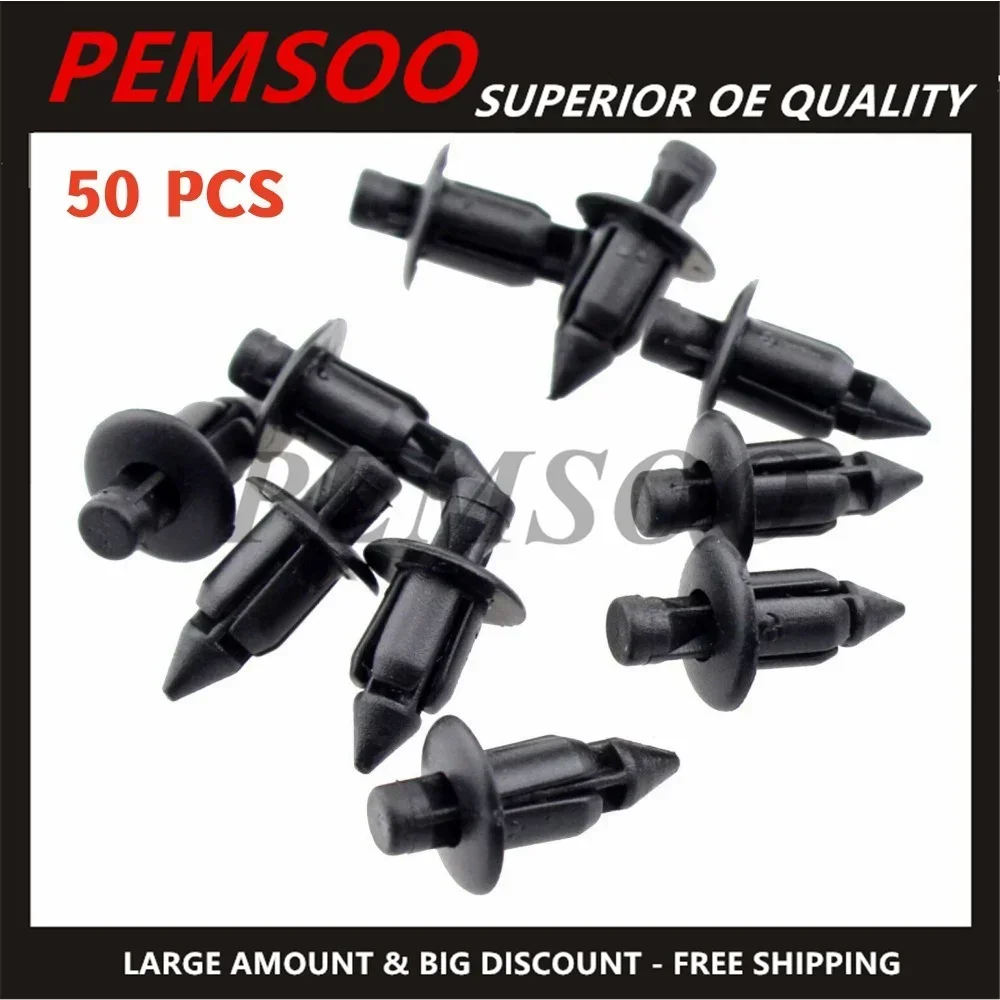 50PCS Nylon BUMPER SEAL Grill Rivet Push-Type Retainer Clips 66824-01G00 90116-SP0-003 for HONDA Nissan 12 X8x6 Mm New