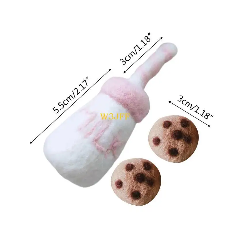 W3JF DIY Baby Wollfilz Milch Flasche + Cookies Dekorationen Neugeborenen Fotografie Requisiten Infant Foto Schießen Zubehör