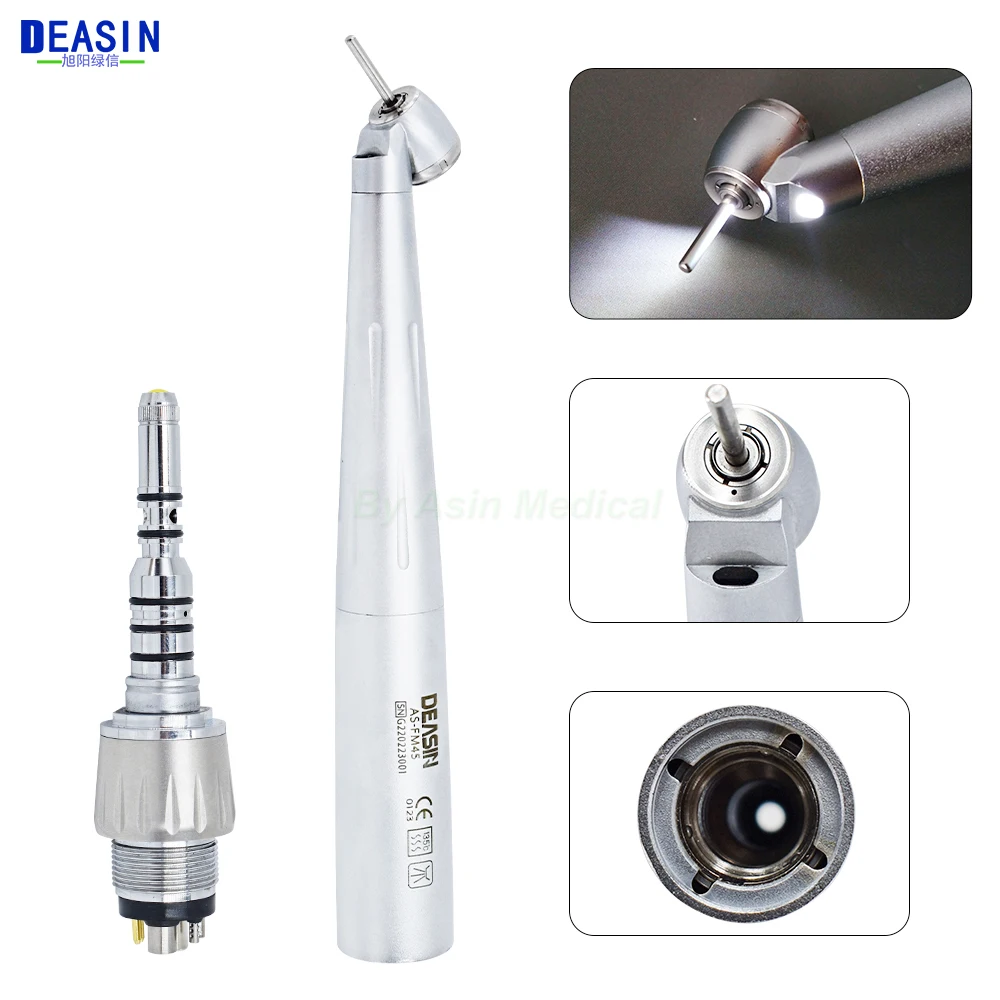 

Dental 45 Degree Kv Type Mini Head High Speed Handpiece Fiber Optic LED Coupling Air Turbine Hand Piece X450L