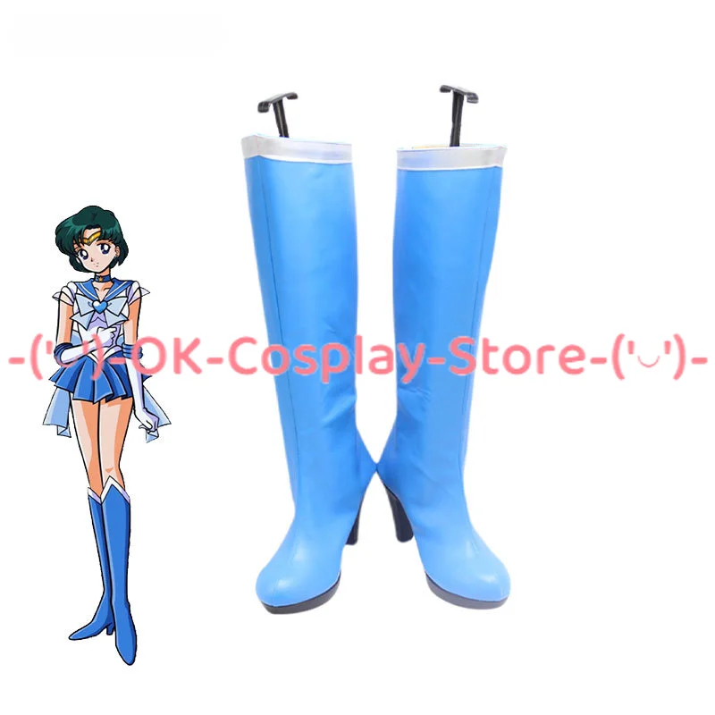 

Ami Mizuno Cosplay Shoes PU Leather Shoes Halloween Carnival Boots Sailor Mercury Cosplay Props Custom Made