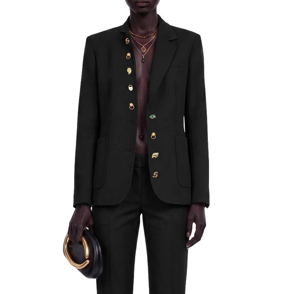 Elegant Women's Evening Dresses Suit Gowns Single-Breasted Buttons Lapel Jacket Pants For Female Satin 2 Pieces Suit Customized