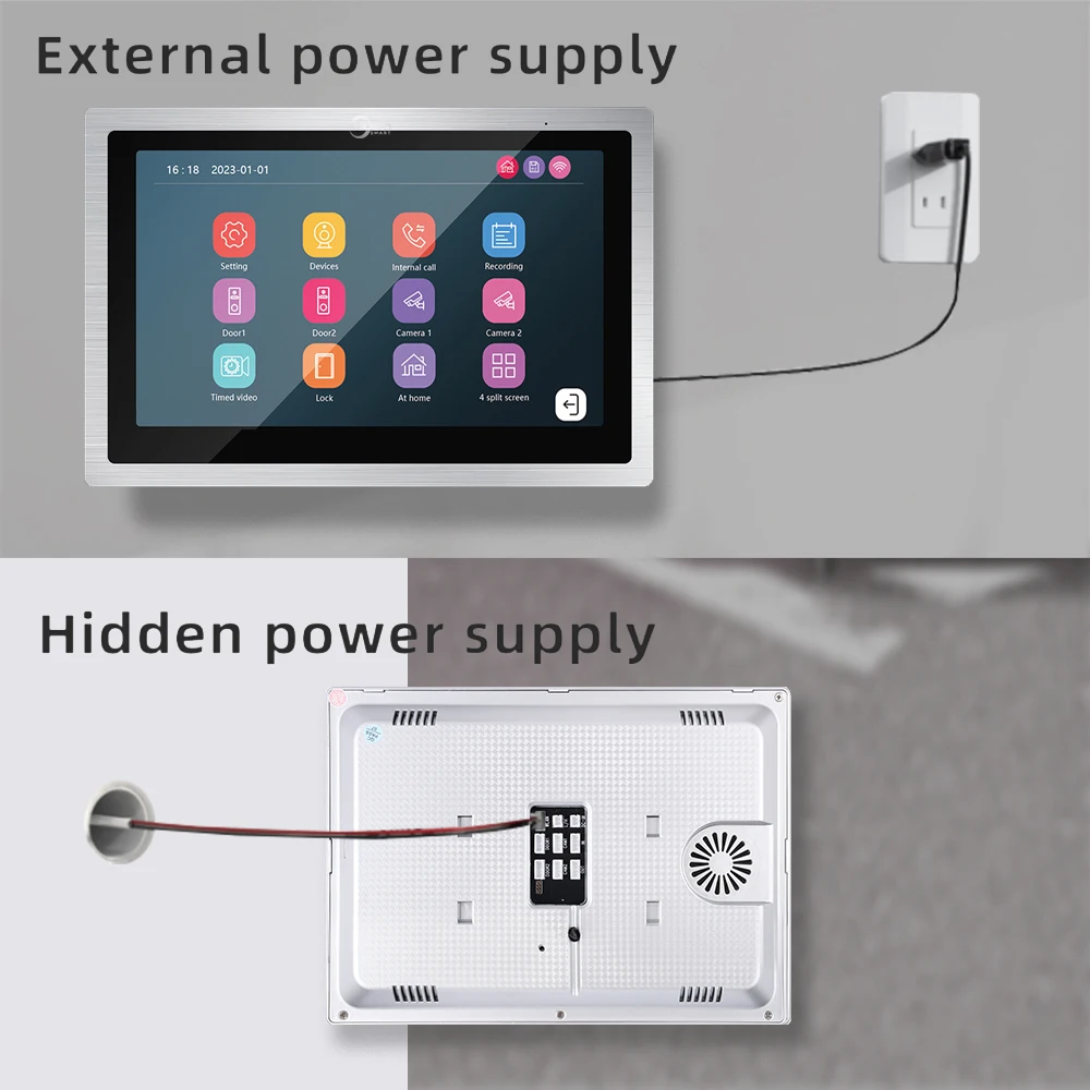 Tuya DVR 1080P smart home Doorbell 10 inch Video Intercoms For Control System WiFi Video 4 independent screens IC card unlocking