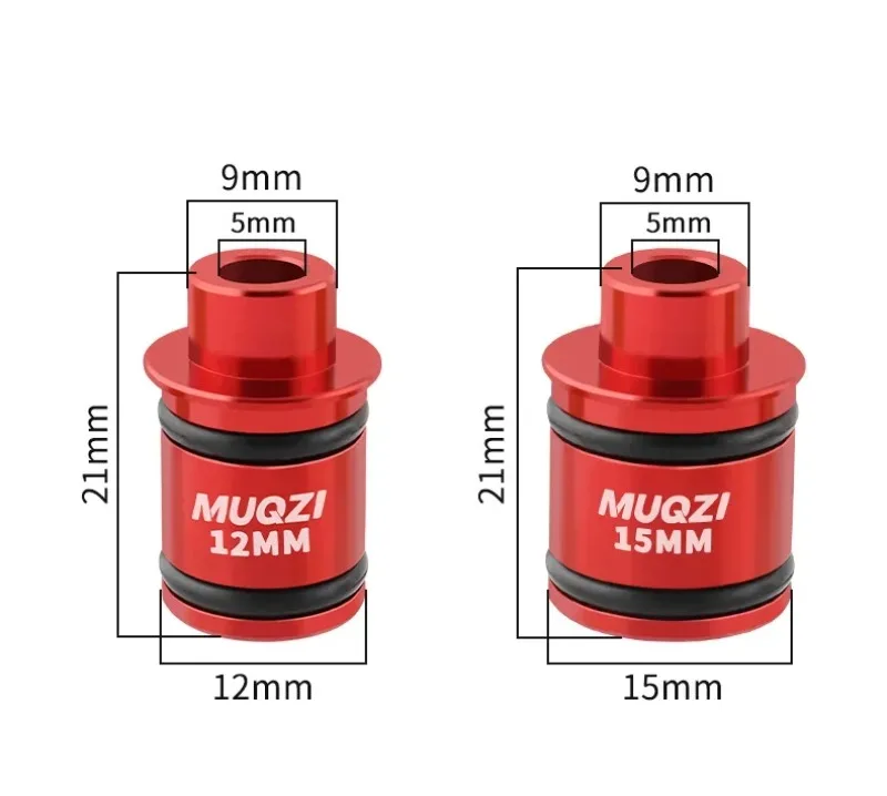 MUQZI 2 Stück Steckachse auf Schnellwechseladapter 15/12 mm auf 9 mm Umwandlung für Fahrradräder Nabe – Detail 2
