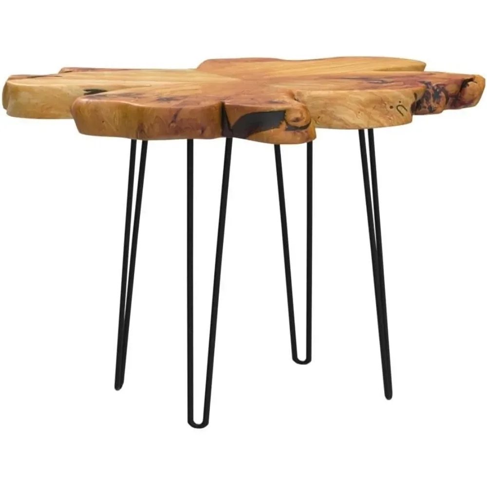 Natural edge coffee table made of cedar stumps and sturdy metal hairpin legs, for living room,easy to care for natural finish