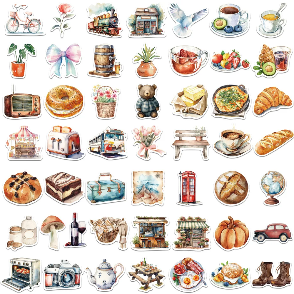 10/25/50pcs Mixed Food Travel Holiday Graffiti Stickers for DIY Decor Stationery Suitcase Water Bottle Phone Laptop Scrapbooking