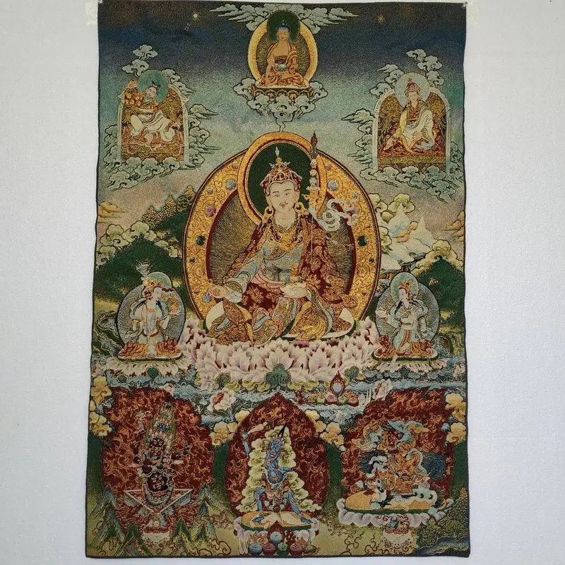 Tibet Tibetan Cloth Silk Padmasambhava's eight transformations Thangka Tangka Embroidery Painting Embroidery Hanging Pictures