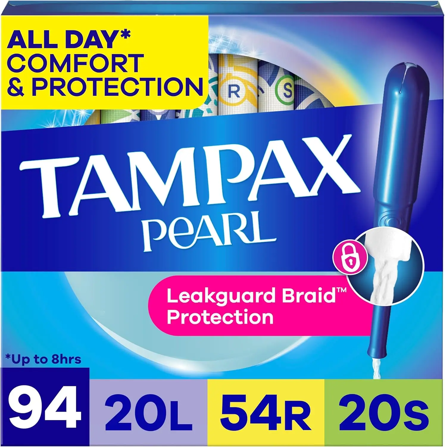 

Tampons for Women Multipack, with LeakGuard Braid, Light/Regular/Super Absorbency, Unscented, 94 Count