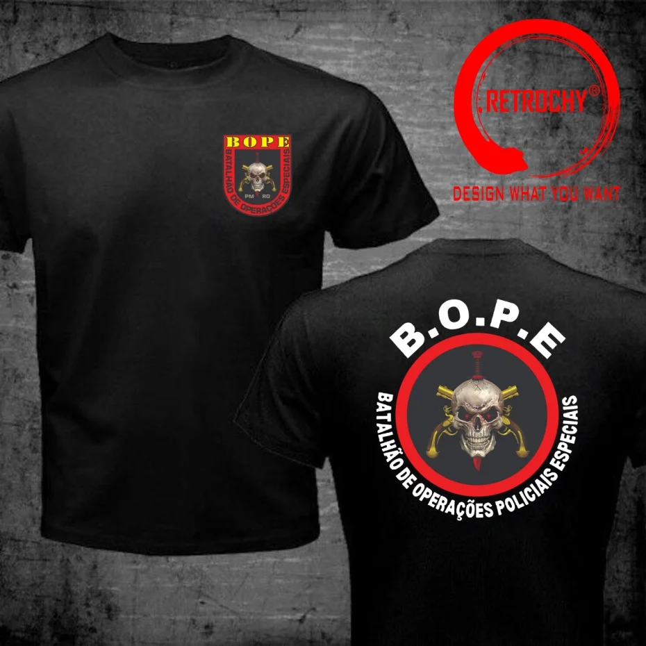 Brazil BOPE Batallon Tropa De Elite Brazilian Special Forces T Shirt Men Fashion Hip Hop Tops Tee Harajuku Streetwear T-Shirt