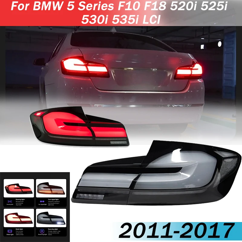 

Задние фонари для BMW 5 серии F10 F18 520i 525i 530i 535i LCI 2011-2017 с LED, Plug and Play, дневные ходовые огни, сигнальные задние лампы, комплект для кузова