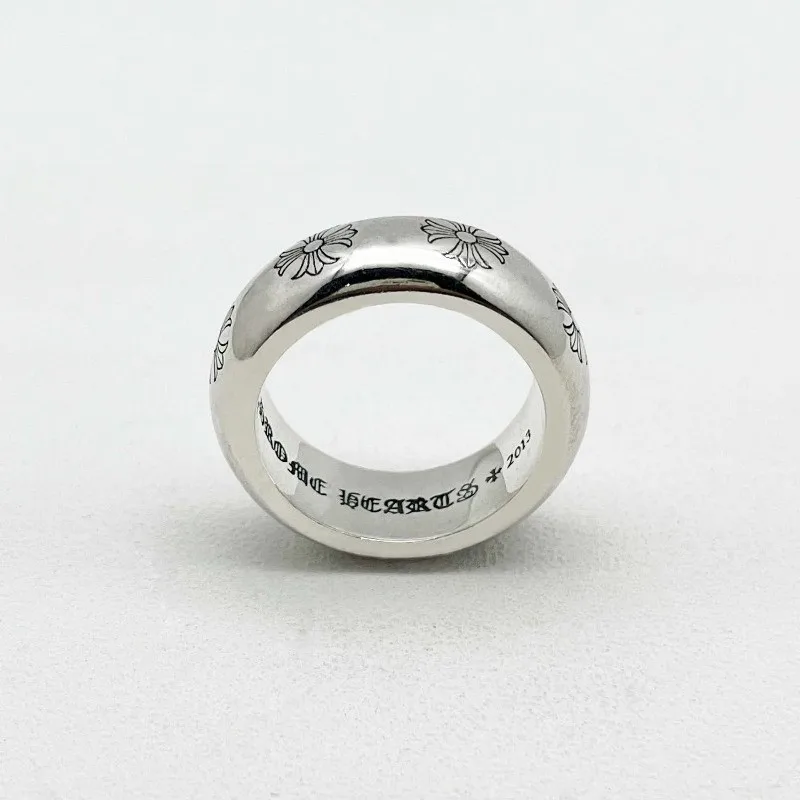 925 Sterling Silver Retro Round Cross Flower Ring, Oversized and Domineering Punk Classic Couple Ring, Daily Wear