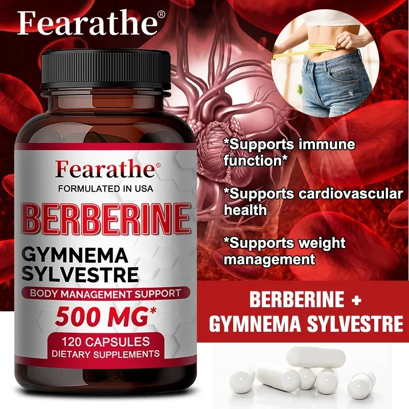 Berberine Capsules - Organic Gymnema - 500 Mg Immune System, Healthy Weight Management, Cardiovascular Health Support