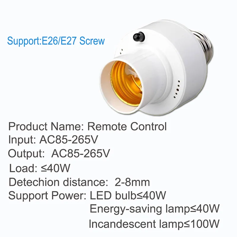 E27 AC85-265V Infrared Smart Convertible LED Lampholder Wireless Remote Control Smart Timer Light Bulb Socket Adapter Converter