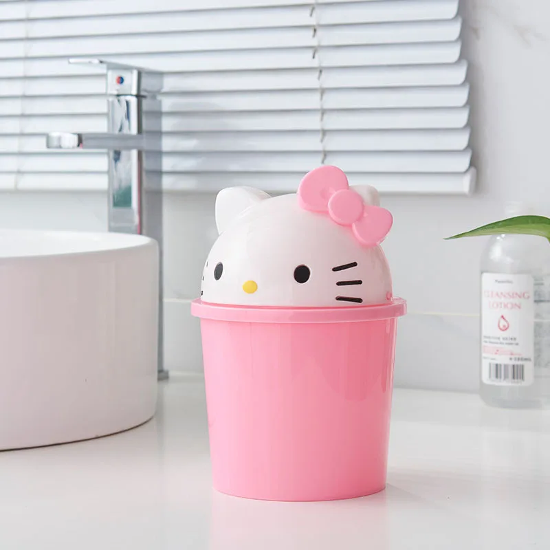 Sanrio Hello Kitty Mini Small Waste Bins Desktop Garbage Basket Home Table Plastic Trash Can Office Supplies Storage Box Gifts