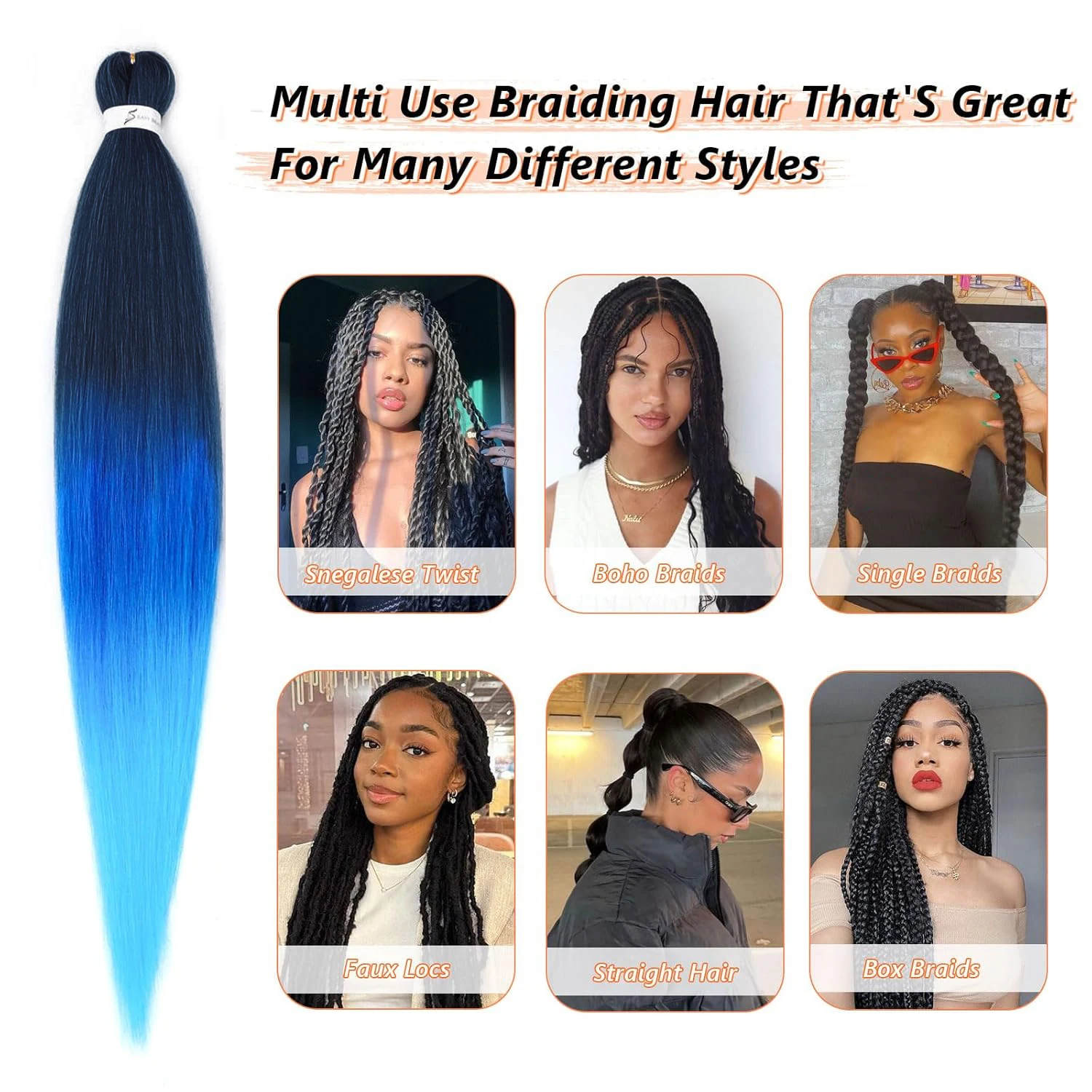 브레이딩 헤어 프리 스트레치 천연 이지 트위스트 브레이드 EZ 브레이딩 헤어 26인치 뜨거운 물 세팅 전문 합성 섬유