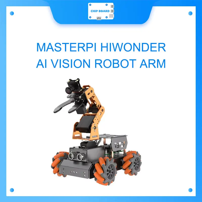MasterPi Hiwonder AI Vision Robot Arm with Mecanum Wheels Car Powered by Raspberry Pi Open Source Robot Car