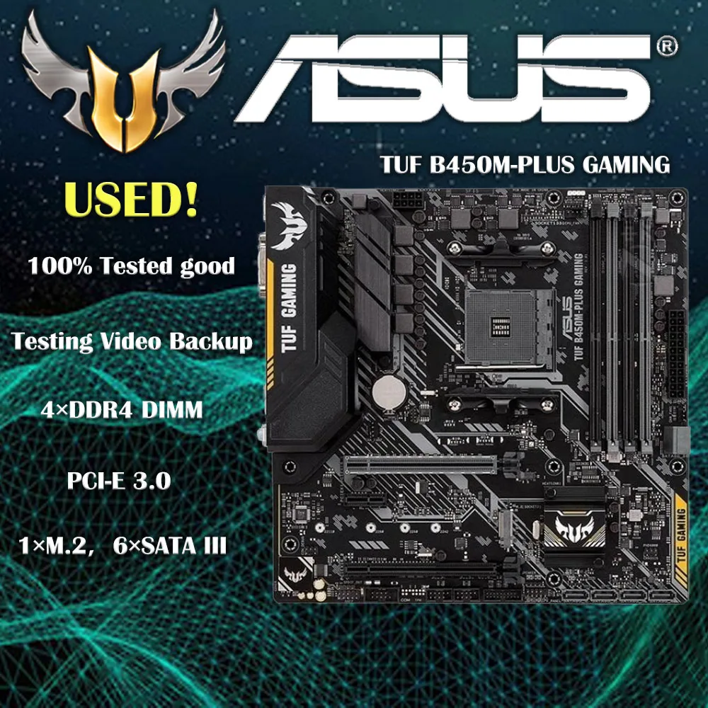 Asus TUF B450M-Plus Gaming AMD Ryzen 2 AM4 DDR4 HDMI DVI-D M.2 mATX  Motherboard