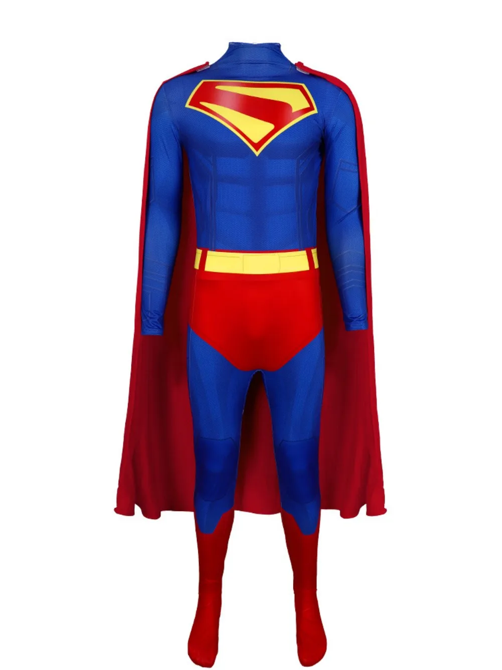 

Adult Kids Super Hero Bodysuit with Red Cloak Men Hero Jumpsuit for Halloween Cosplay Party Suit Dress Up Outfits