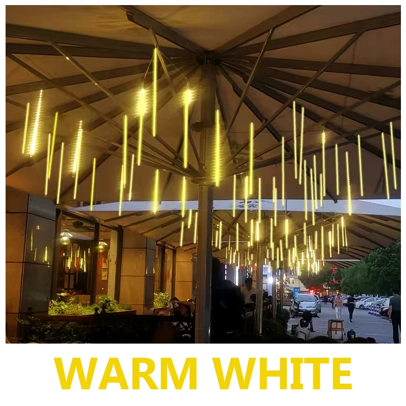 Chuva de meteoros ao ar livre led luzes da corda 30/50/80cm à prova dwaterproof água festa de natal árvore decoração do jardim luzes fadas