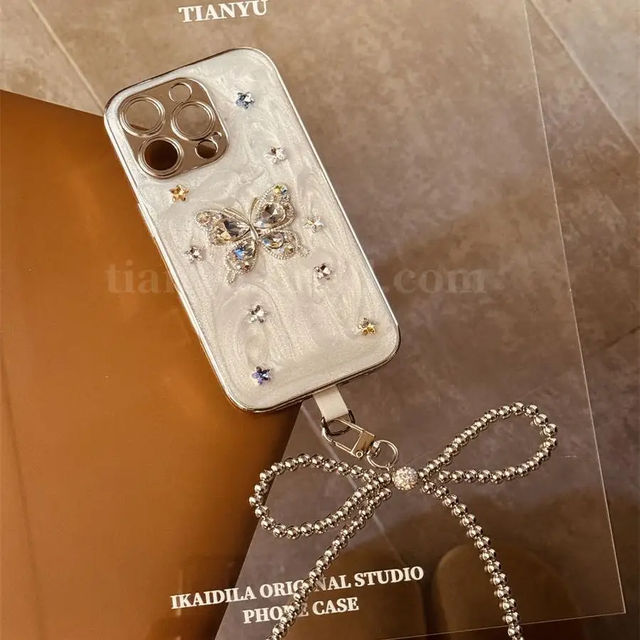 

Advanced sense of three-dimensional flash diamond butterfly stars for iphone16pro/15 phone case Apple 14 light luxury fashion