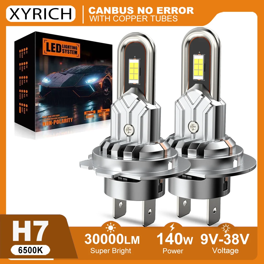 

30000LM H7 LED Headlight Bulb 3570 CSP CHIPS Super Bright Spotlight CANBUS Led Lights for Car 6500K Fan Diode Lamp 12V 24V