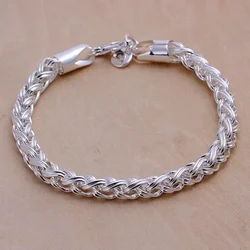 Creative Twist Circle Chain Women Men Silver Plated Bracelets New High 925quality Fashion Jewelry Christmas Gifts H070