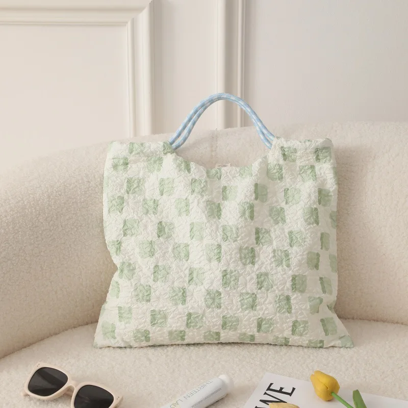 5pcs Shoulder Bags Women Canvas Leaf Striped Printing Large Capacity Thin Beach Bag