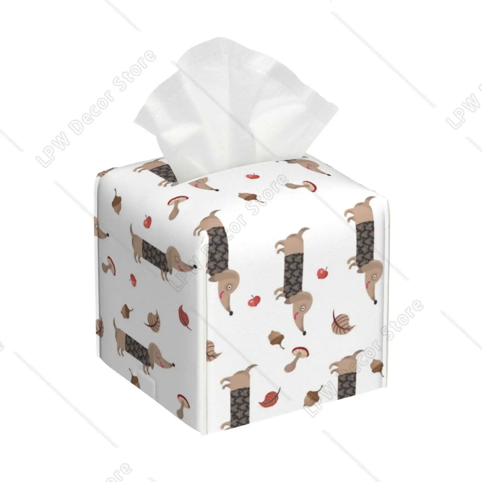 

Такса Собака для высококачественной кожаной коробки для салфеток Изысканная модная офисная коробка для салфеток Водонепроницаемая семейная коробка для салфеток