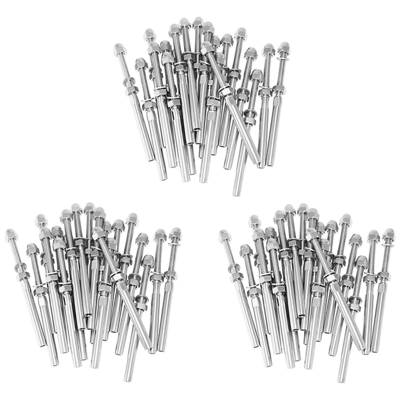 60Pack Threaded Terminal Stud Stainless T316 Marine Grade Stud End Fitting Terminal For 3/16 Inch Cable Deck Railing