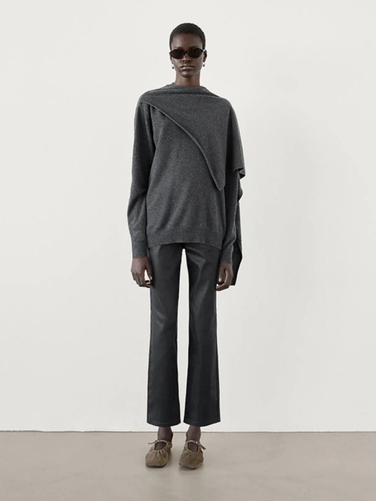 

Новинка: Женский шерстяной вязаный свитер-шарф с длинным рукавом и круглым вырезом для осени и зимы, модный повседневный стиль