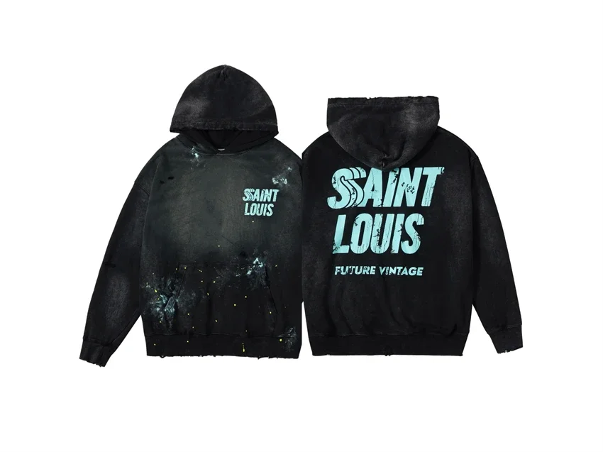 SSSAINT LOUIS ラインストーンTシャツ SSSaint Louis Men's Distressed