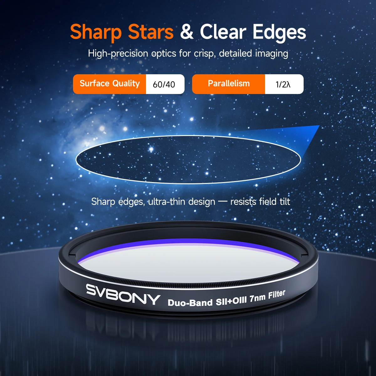 Svbony SV220 Teleskopfilter SII & OIII 7 nm Dualband 1,25"/2" Nebelfilter für Astrofotografie, beide in Licht verschmutzt – Detail 16