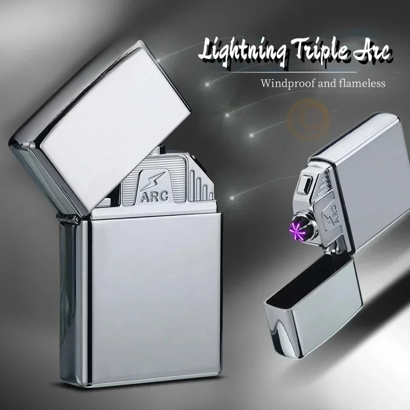 

Portable metal intelligent arc pulse electronic cigarette lighter plasma USB charging windproof lighter cigarette accessories
