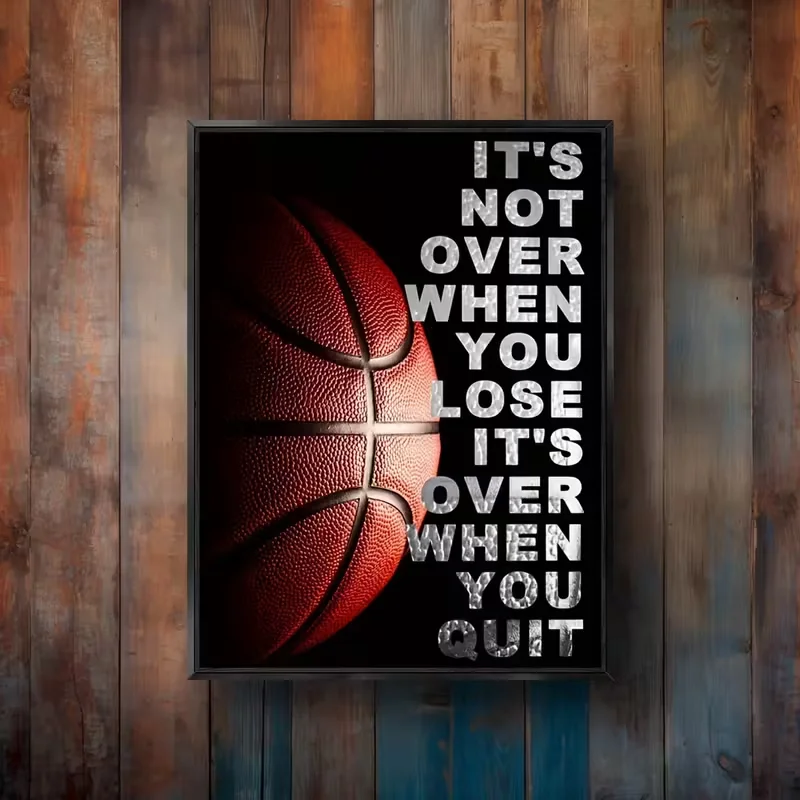 [2D Flat] 1pc, Motivational Quote Poster for Basketball Wall Decoration, Canvas Painting for Coaches And Athletes, Home Decor fo