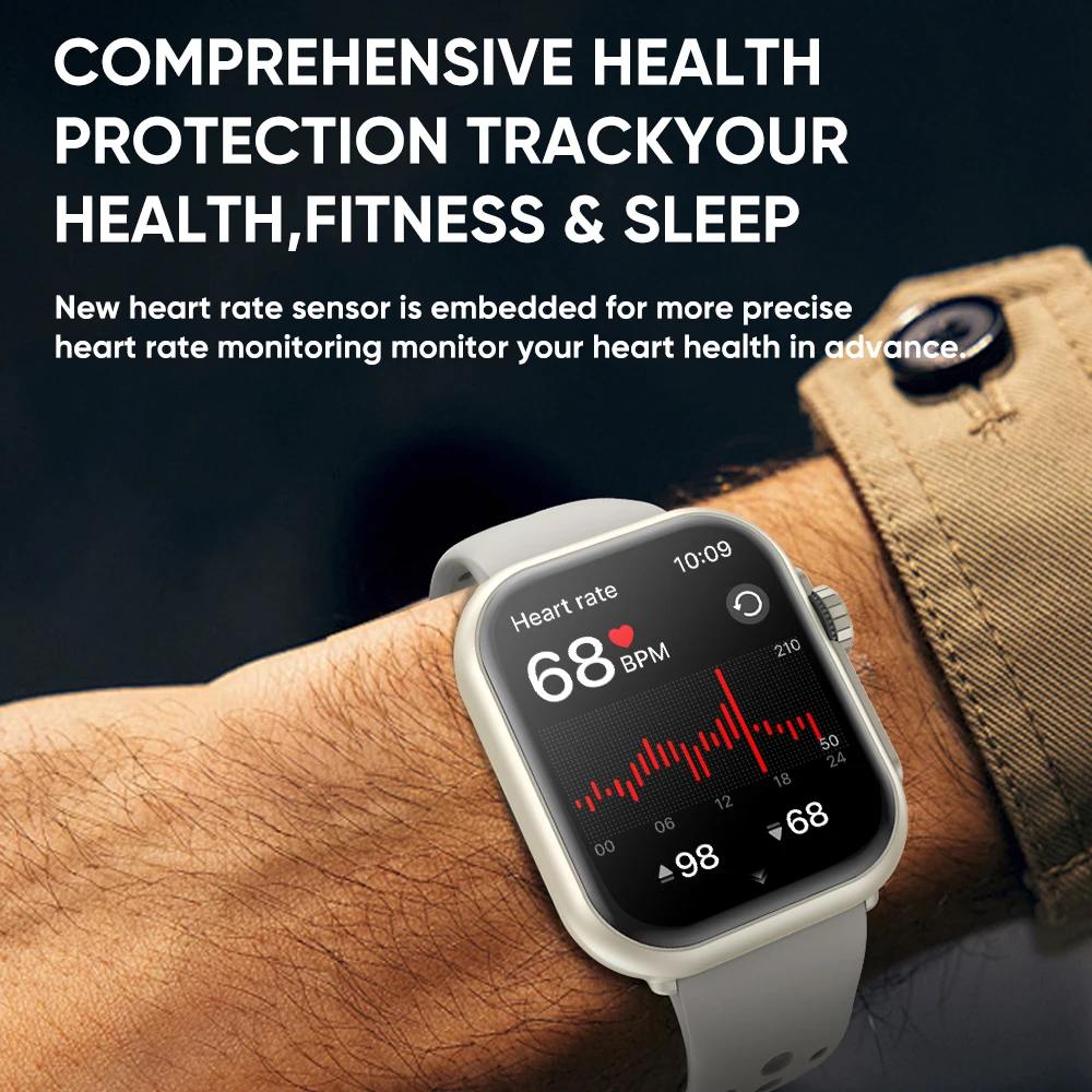 Nowy 1000mAh Długi czas pracy baterii 1,85 cala W pełni dotykowy smartwatch dla mężczyzn Kobiety Fitness Sport Bluetooth Połączenie Wodoodporny inteligentny zegarek