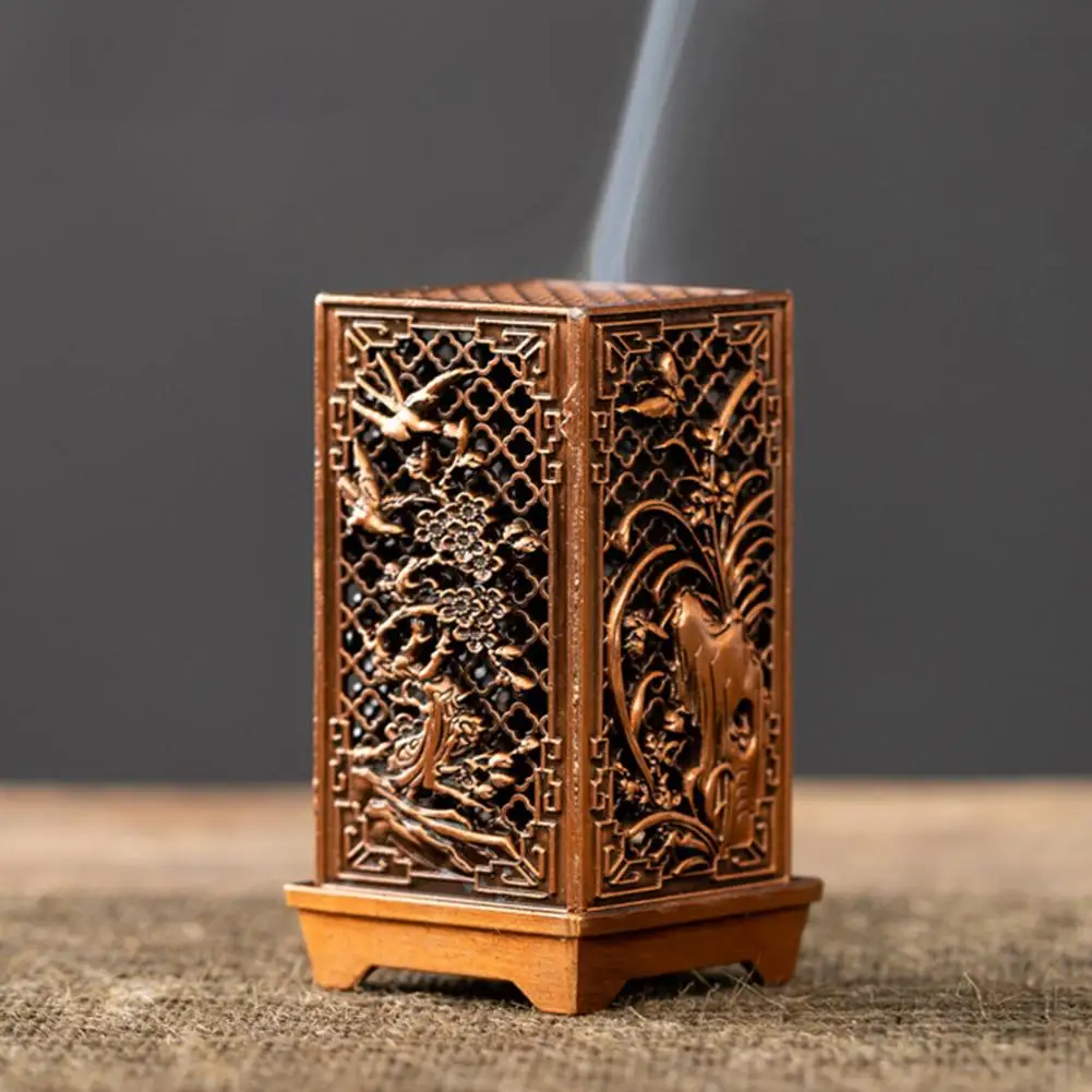 

Alloy Cube Incense Burner Cloud Flower Pattern Incense Holder Zinc Alloy Traditional Incense Stand Home Decoration