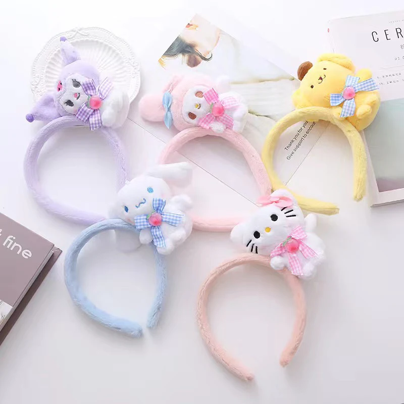 

Sanrio Hello Kitty Ears Headband Women Cute My Melody Hairbands Girl Kuromi Headwear Cinnamoroll Hair Accessories Kids Xmas Gift