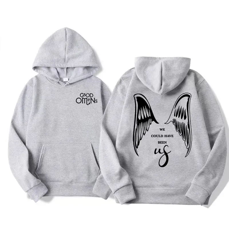 Hot Tv Series Good Omens Print Hoodies Men Women Clothing Retro Aesthetic Sweatshirt Casual Oversized Pullover Hooded Streetwear