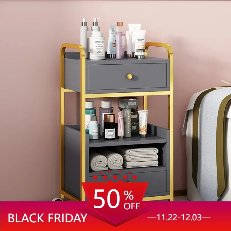 Chariot Manicure Salon Trolley Hairdresser Utility Drawers Welding Salon Trolley Wooden Bar Luxury Carritos Furniture ZT50ST