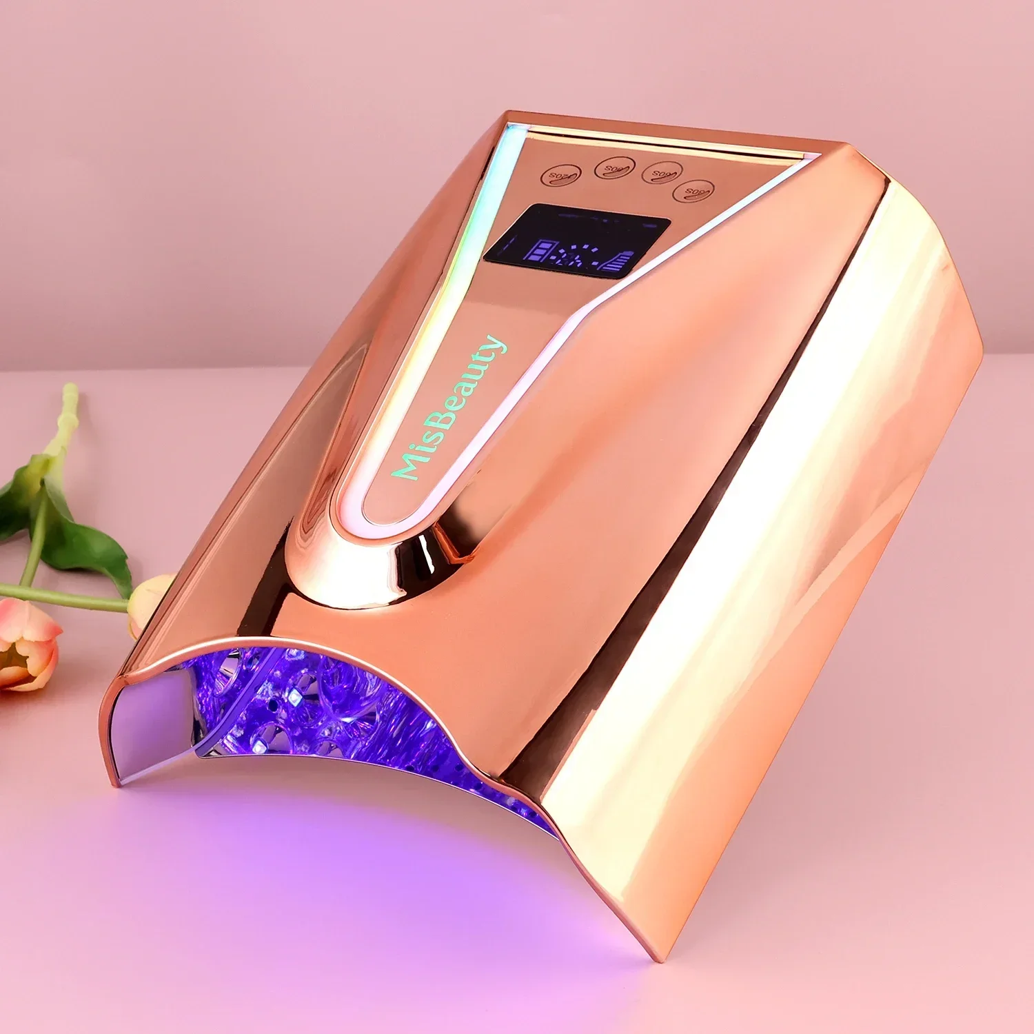 Custom Glowing logo Professional High Power 128W Wireless Rechargeable UV Led Gel Lamp Light Strip Gel Dryer Pro Cure