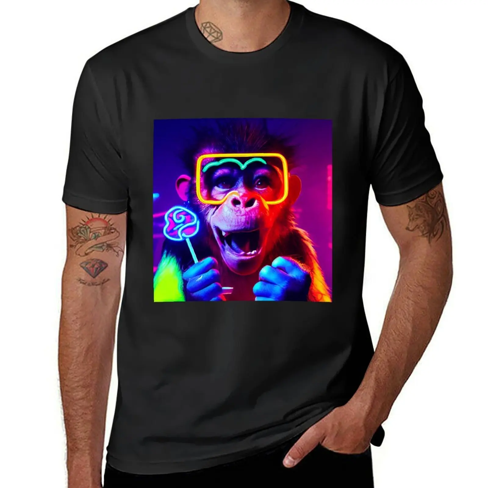 Eddie, the Raver Monkey Loves Lollipop T-Shirt customs shirts graphic tees t shirts for men pack