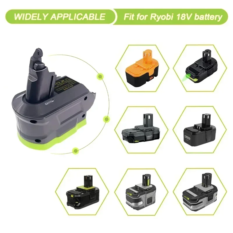 Batería de litio Universal para Ryobi, 18V, reemplazo para Dyson V8/V7/V6, adaptador de batería, convertidor, Animal Absolute, aspiradoras