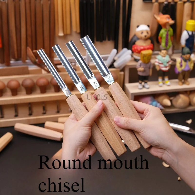 Curved Round Gouge Wood Carving Chisel Spoon Hollowing Hand Knife for Wooden Utensil Sculpture DIY Wood Craft Processing Tool