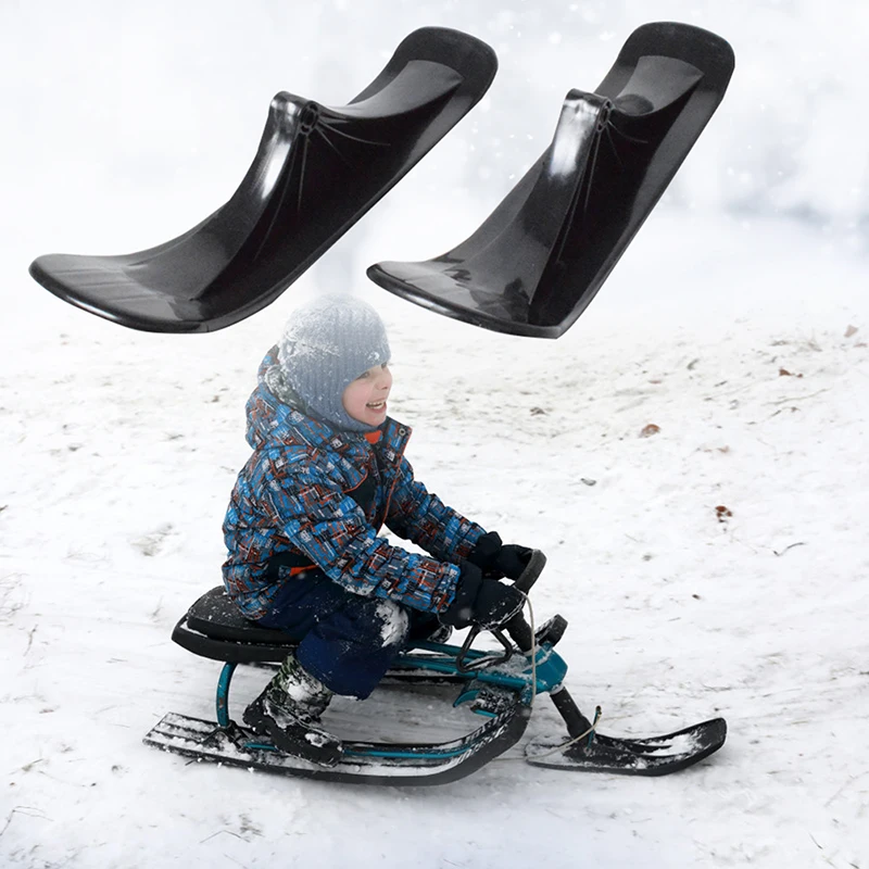 2Pcs Winter Snow Scooter Ski Sled Children's Dual-use Ski Two-in-one Scooter Two Wheels Riding Tyre Parts Ski Sleigh Accessories