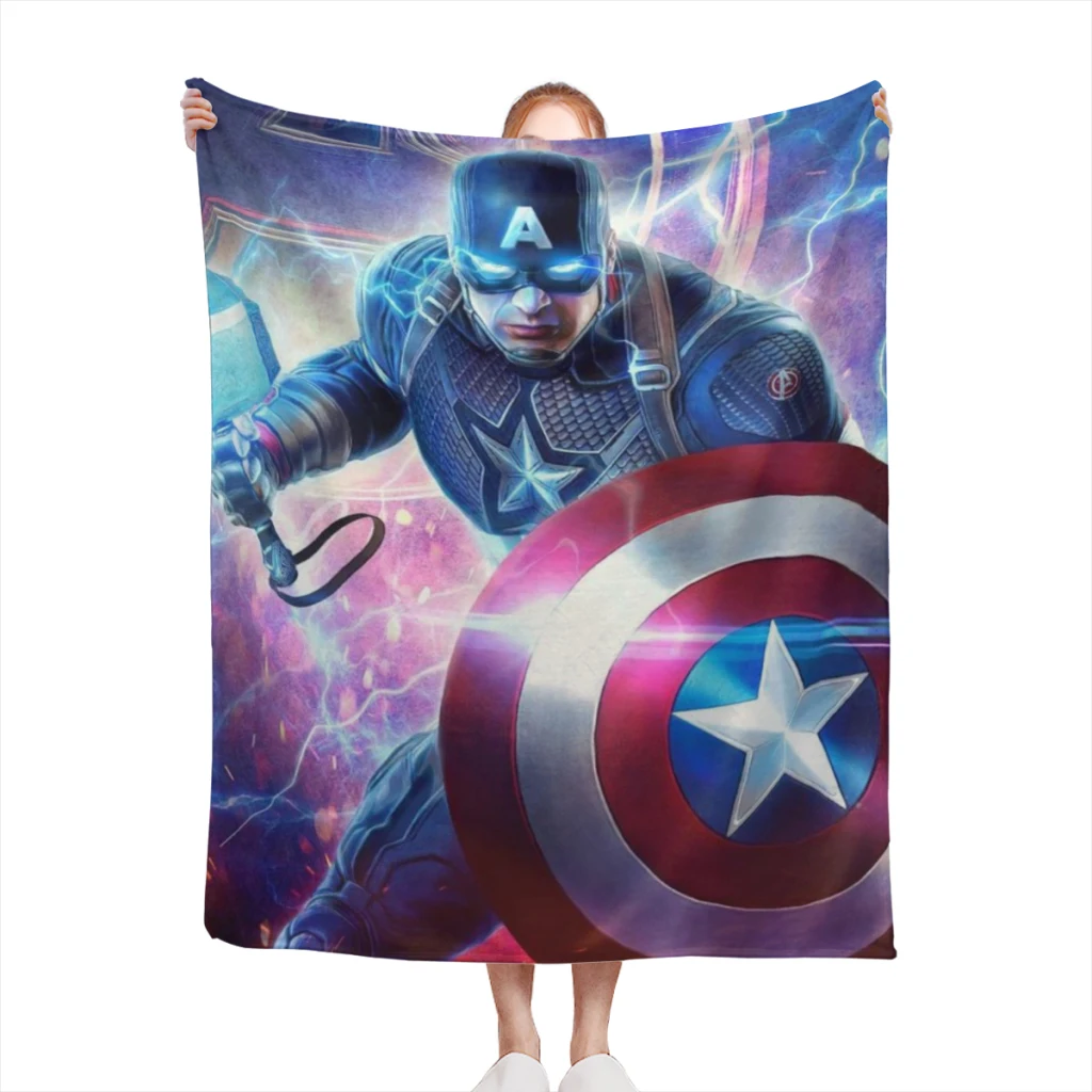 

Captain America Blanket Sofa Bedroom Bed Home Office Nap Blanket Car Travel Picnic Blankets Gift